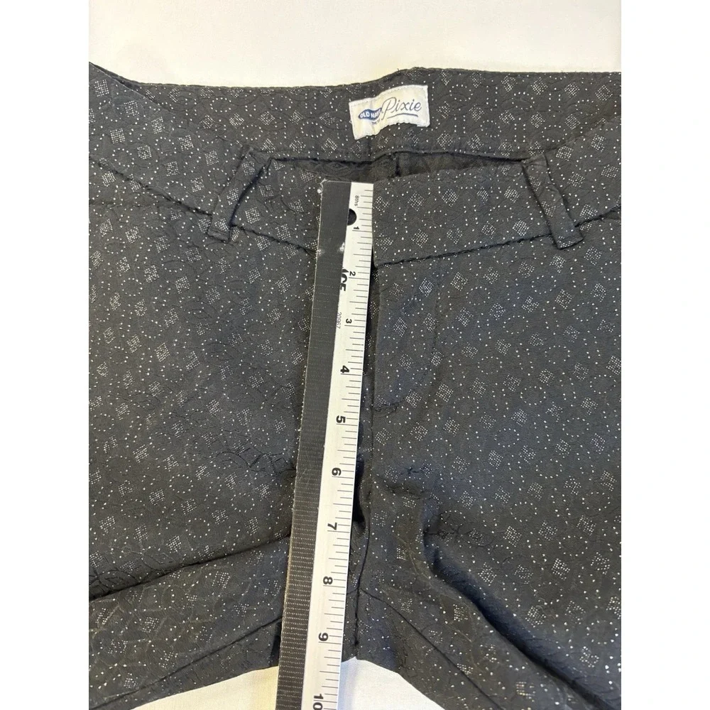 Old Navy Pixie Women's 2 Black Ankle Pants Textured Geometric Dot Workwear Chic